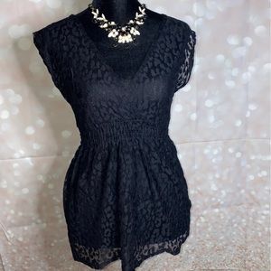 Sheer cheetah print lace blouse